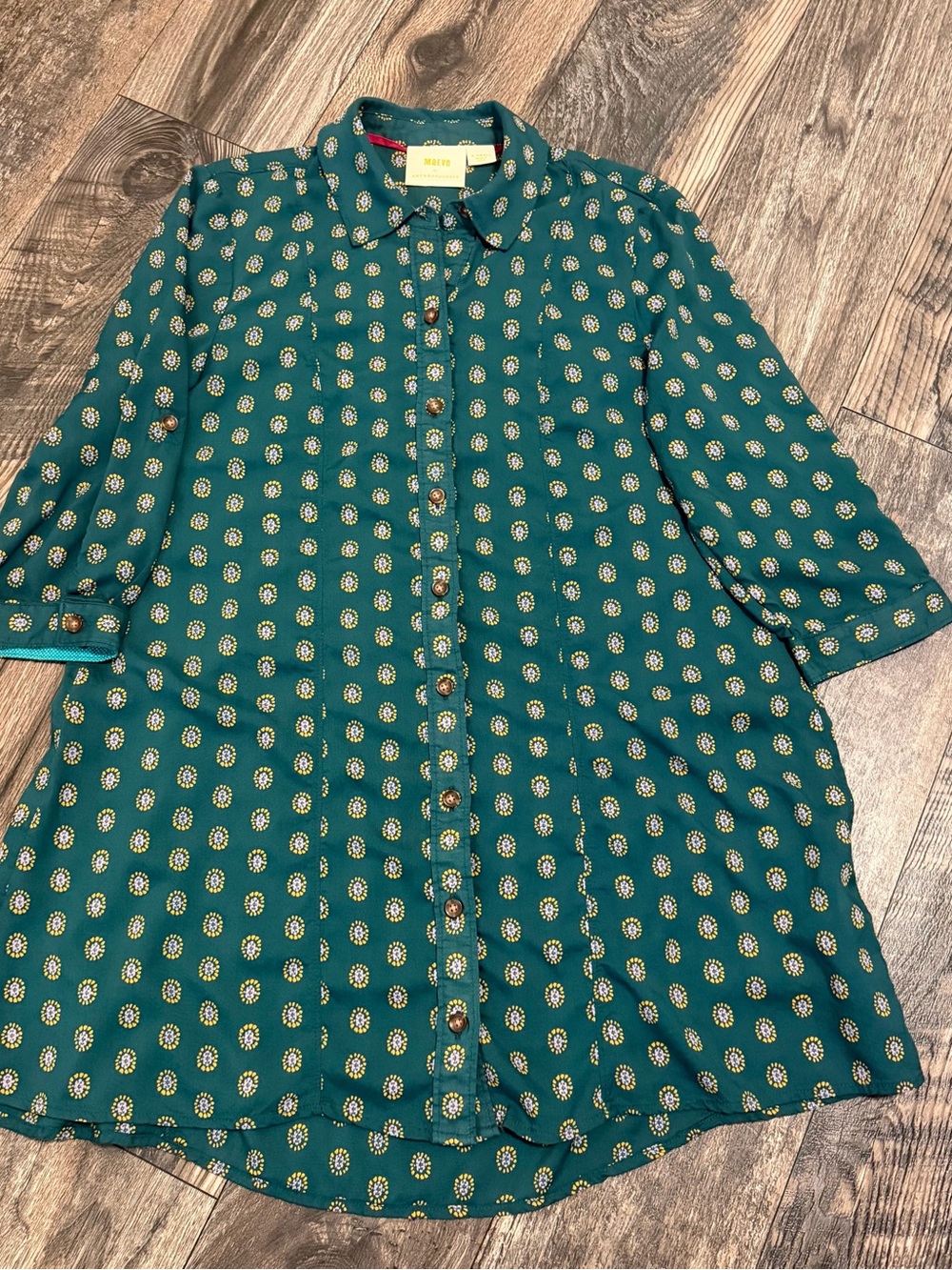Maeve By Anthropologie Green Tunic Women’s Small Button Flowy